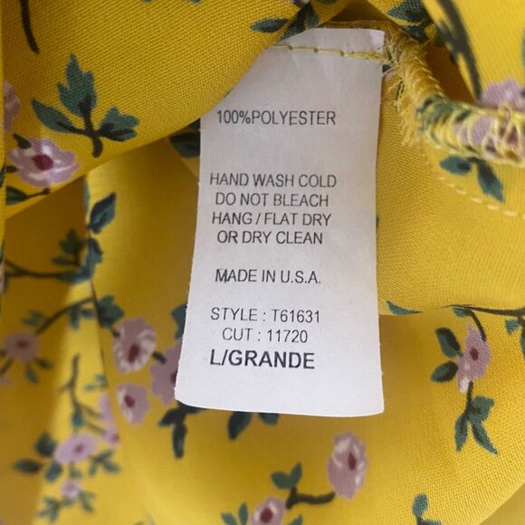 Oddy Yellow Floral Print Bell Sleeve Off-Shoulder Blouse L Boho Peasant - Picture 4 of 6